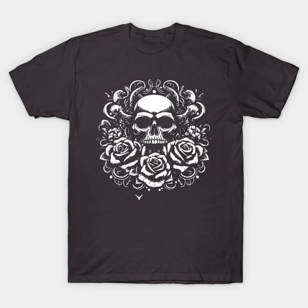 kraken skull design T-Shirt by lkn